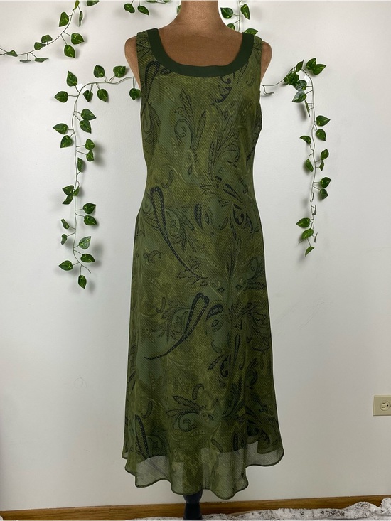 Source Unknown Dresses & Skirts - 12 Petite Vintage green midi dress chiffon boxy paisley fairy whimsy indie